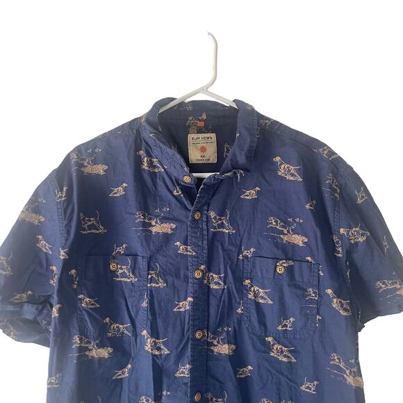 Ruff Hewn Men's Size XXL Hunting Dog Blue Short Sleeve Button‎ Up Shirt - Picture 1 of 9